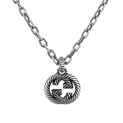 gucci long silver necklace|gucci interlocking g silver necklace.